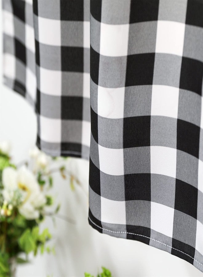 Moslovstar Rustic Farmhouse Buffalo Check Cafe Curtains 48 Inch Long Rod Pocket Gingham Tiers Curtains for Living Room, Black/White, Set of 2 - Image 2